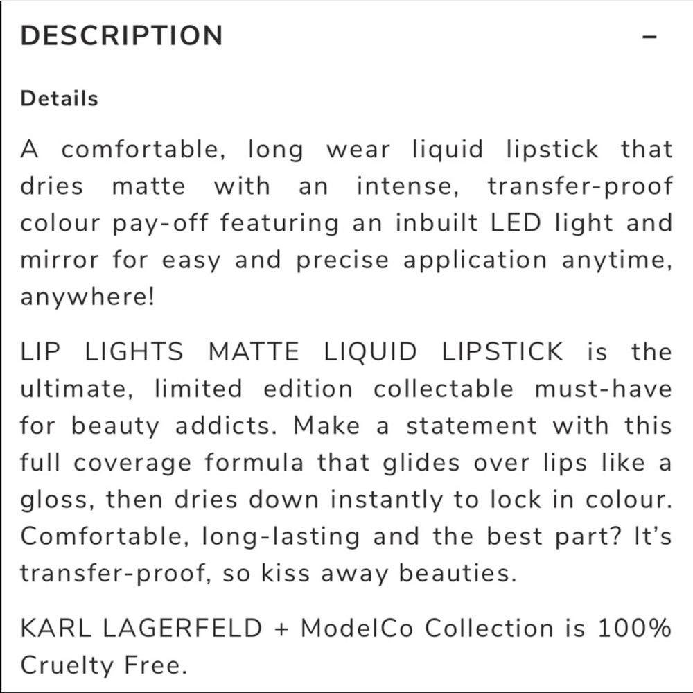 KARL LAGERFELD + MODELCO Lip Lights Matte Lipstick - Picture 7 of 7